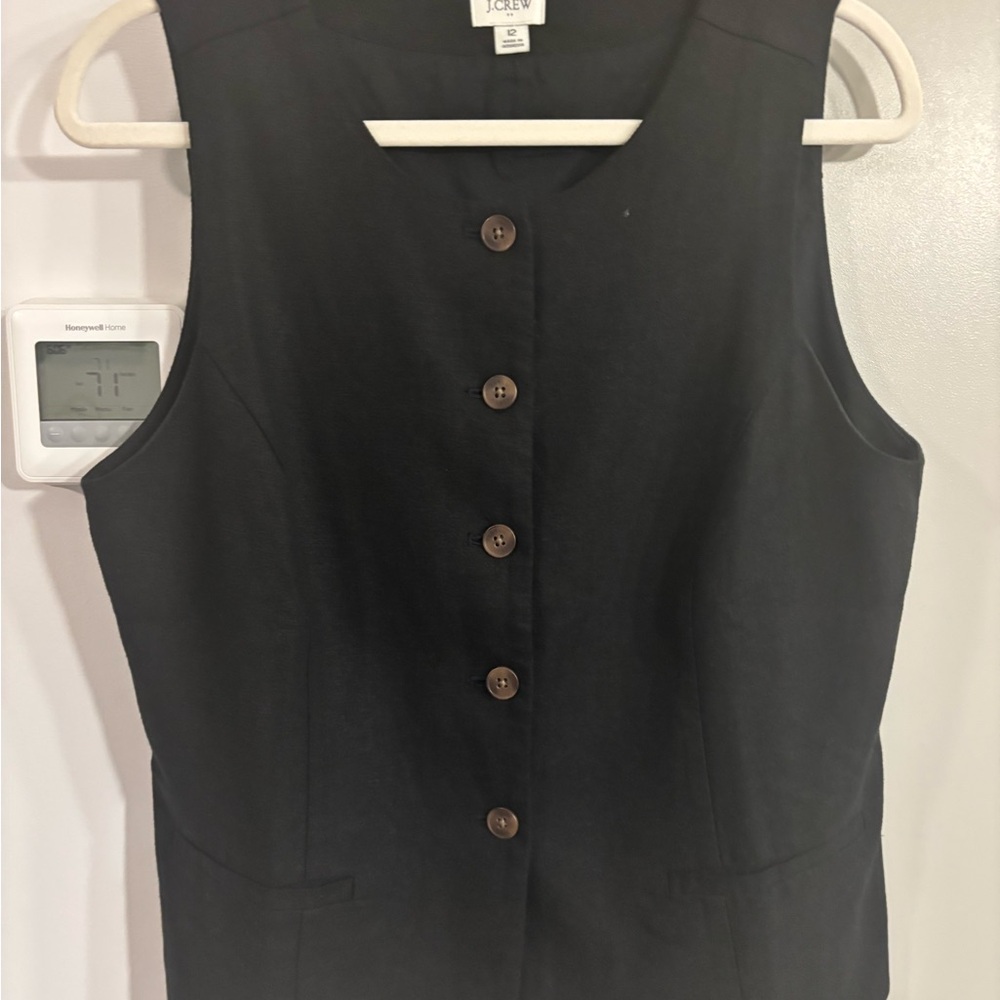 J. Crew Black Sleeveless Button Vest NWOT